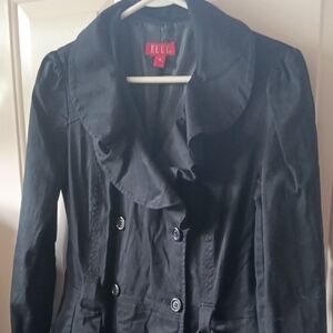 Elle Women's Elegant Black Trench Coat